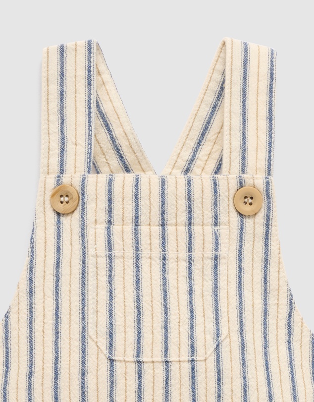 Purebaby - Relaxed Striped Overalls-Kids-Babies