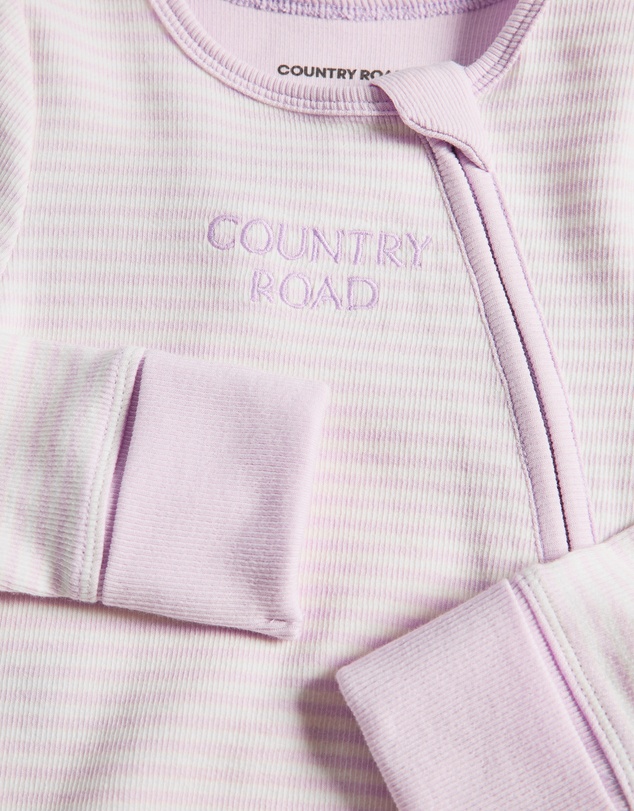 Country Road - Organically Grown Cotton Stripe Rib Jumpsuit
