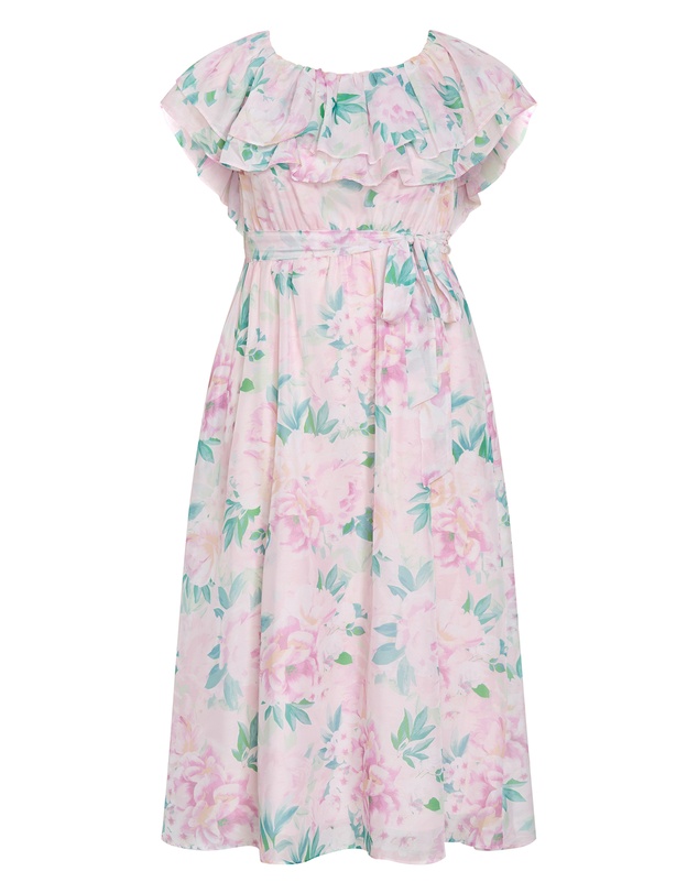 City Chic - Plus size Poetic Floral Print Off Shoulder Maxi Dress - soft pink