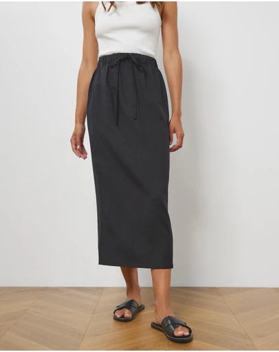 Atmos&Here - Tenley Linen Blend Midi Skirt
