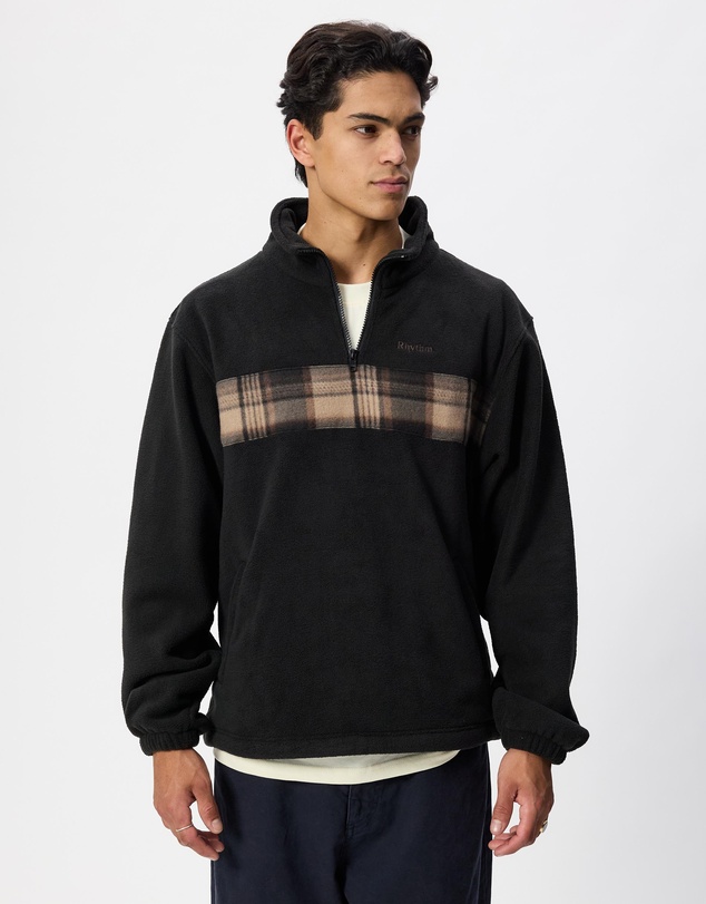 Rhythm - Checkered Fleece Quarter Zip Sweat