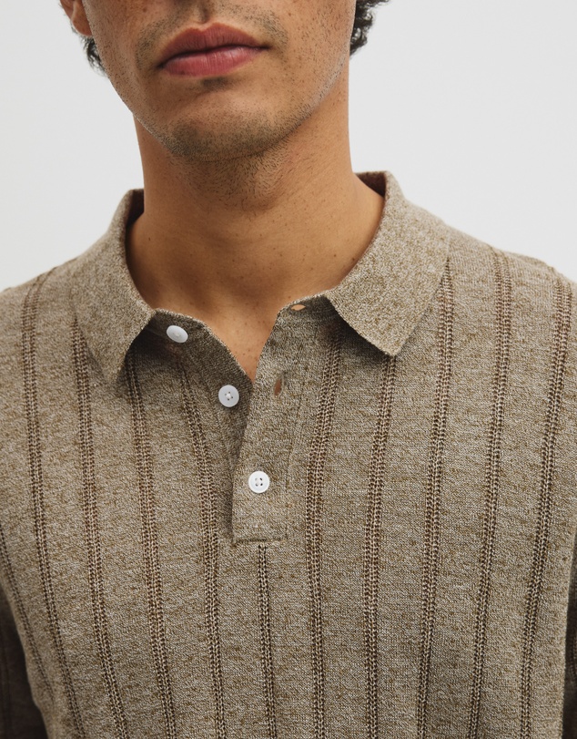 Country Road - Linen Cotton Stripe Knit Polo