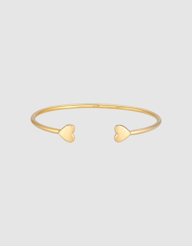 Elli Jewelry - Bracelet Bangle Open Heart Love Valentine in 925 Sterling Silver Gold Plated