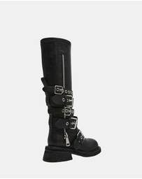 Steve Madden - Kannonball Black Leather Boots