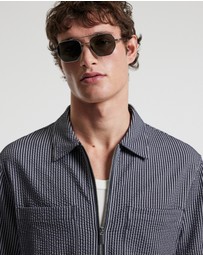 Calibre - Stripe Zip Through Shirt Navy