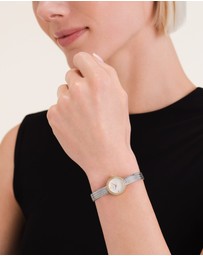 Rosefield - Mini Small Edit Crystal Duotone Woven Mesh Watch