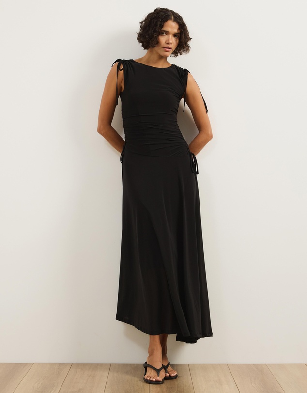 Atmos&Here - Kara Asymmetric Mesh Maxi Dress