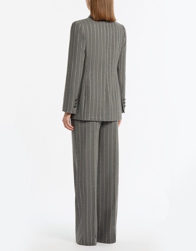 Carla Zampatti - Slate Italian Wool Pinstripe Double Breasted Blazer