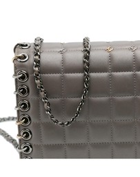 Pre-Loved by Azura Reborn - Pre-Loved Small Lambskin Chocolate Bar CC Piercing Studded Chain Flap