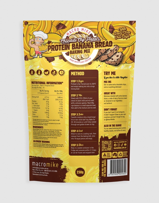 Macro Mike - Chocolate Chip Bread Almond Protein Baking Mix - 250g