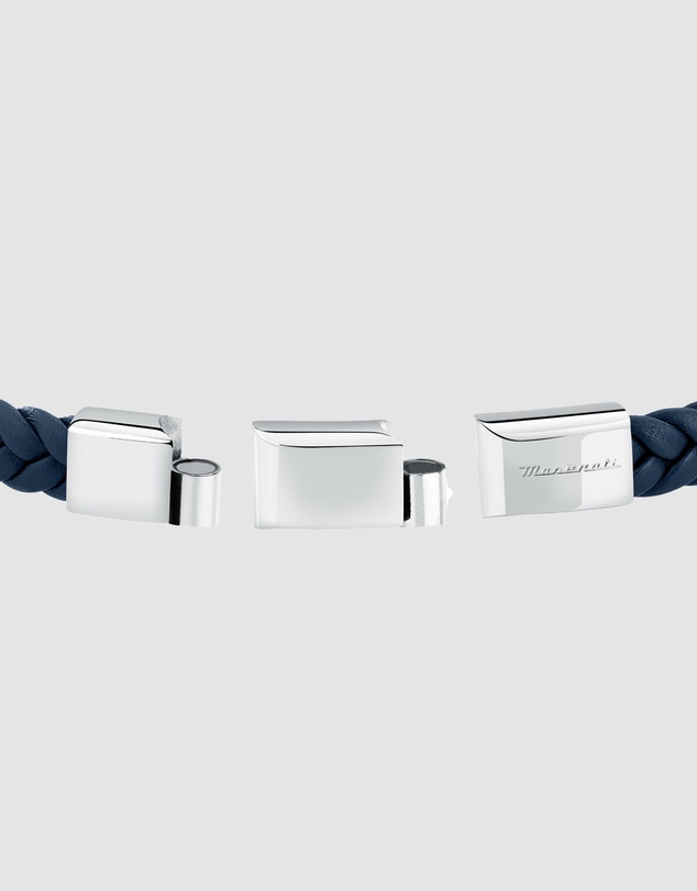 Maserati - Maserati Men's Blue Interlaced Leather and Steel Bracelet