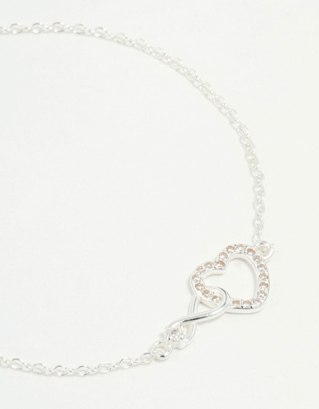 Lovisa - Sterling Silver Infinity & Cubic Zirconia Heart Link Bracelet