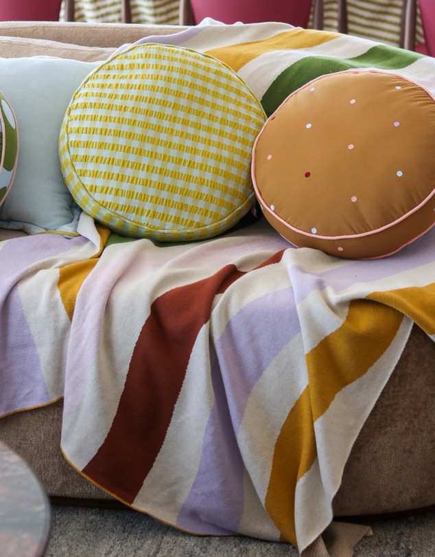 Mosey Me - Citrus Seersucker Round Cushion