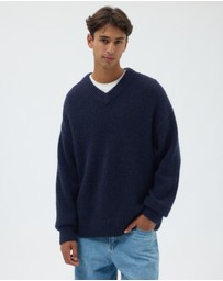 AERE - Wool Blend Slouched V-Neck Jumper