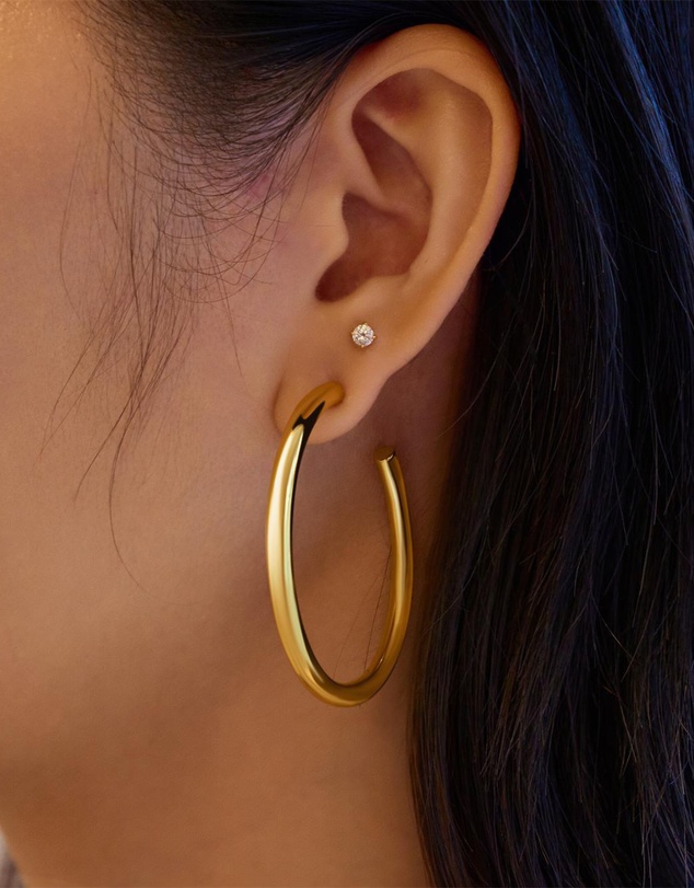 Ania Haie - Ania Haie Gold Classic Tube Large Hoop Earrings