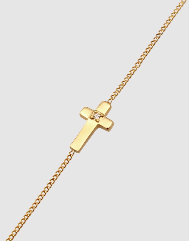 Elli Jewelry - Necklace Cross Crystal Pendant 925 Sterling Silver Gold-Plated