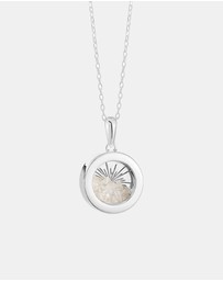 Rachel Jackson - Small Deco Sun Amulet April Birthstone Silver Rock Crystal Necklace (Energy & Clarity)