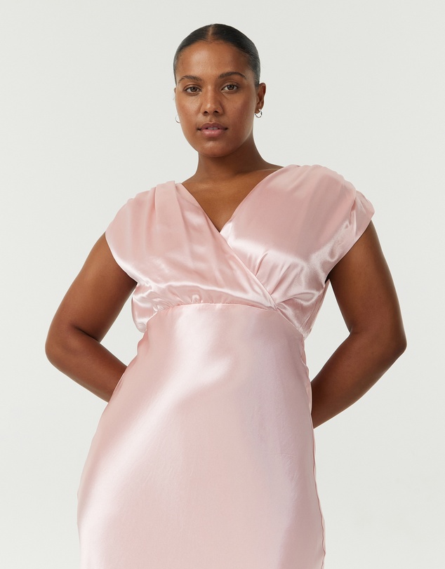 Third Form - Satin Cross Over Gather Dress