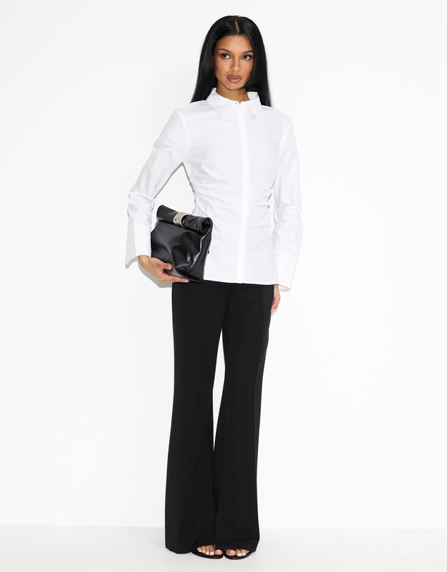 Dazie - Tia Ruched Button Up Shirt