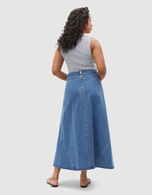 Seed Heritage - Denim Flare Midi Panel Skirt