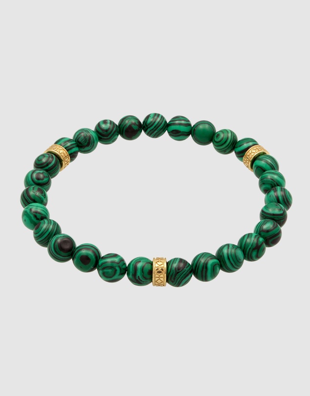 Kuzzoi - ICONIC EXCLUSIVE - Malachite Resin Bead Bracelet with Gold-Plated Silver Elements