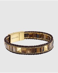 Nialaya Jewellery - Brown Tiger Eye Stud Bracelet