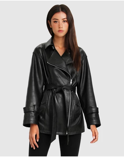Belle & Bloom - BFF Belted Leather Jacket