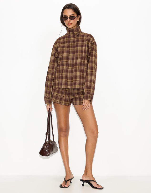 Dazie - Isla Funnel Neck Check Bomber Jacket