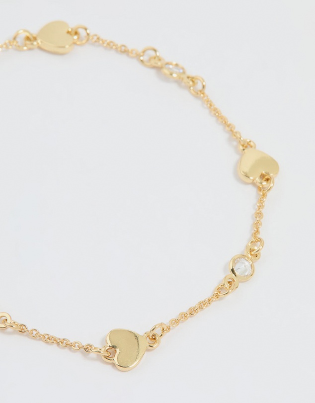 Lovisa - Gold Plated Cubic Zirconia & Heart Bracelet