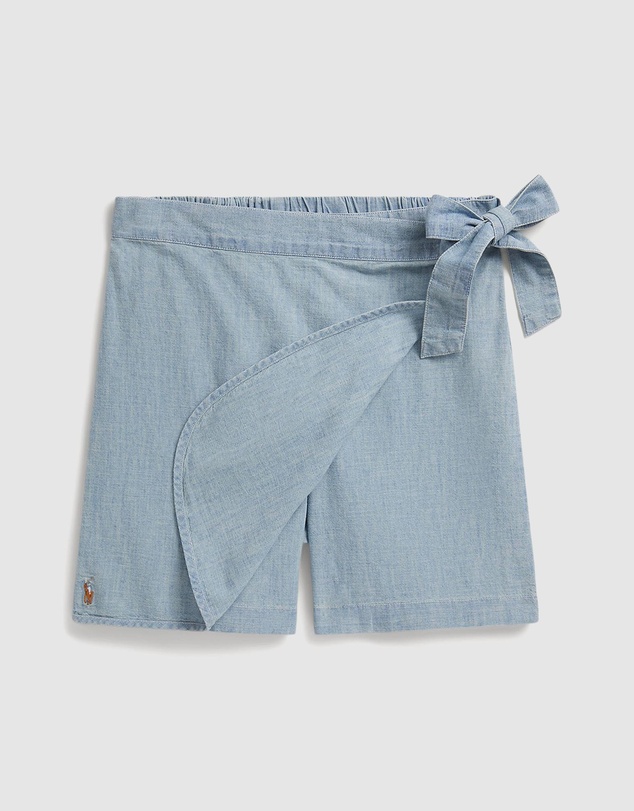 Polo Ralph Lauren - Indigo Chambray Wrap Skort - Kids-Teens