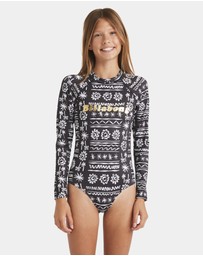 Billabong - Girls 8 to 16 Lost On You Long Sleeve Bodysuit Rash Vest