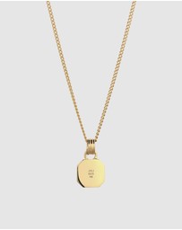 Kuzzoi - ICONIC EXCLUSIVE - Necklace Male Geometric Green Enamel 925 Sterling Silver Gold Plated