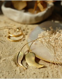 Ottoman Hands - Gold Feather Pull Through Hoop Earrings