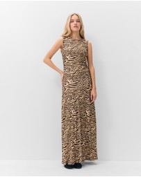 UNISON - Ruched Mesh Maxi Dress