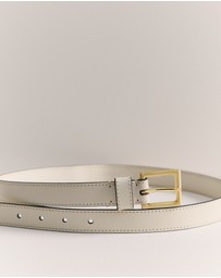 Trenery - Leather Slim Belt in Parchment