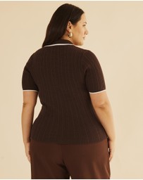Atmos&Here Curvy - Olaria Contrast Knit Top
