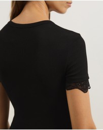 Atmos&Here - Sienna Short Sleeve Lace Jersey T-Shirt