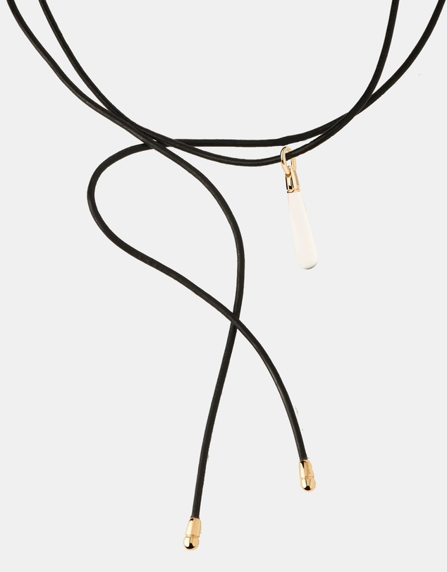 PDPAOLA - Rock Crystal Large Drop Pendant Leather Necklace