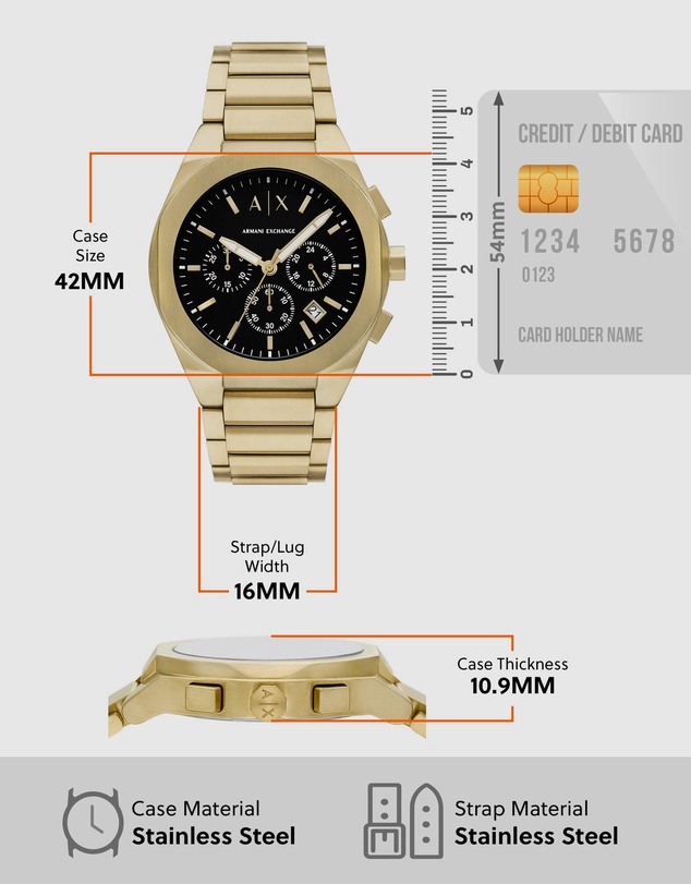 Armani Exchange - Gold Tone Chronograph Watch
