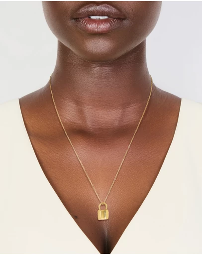 Lovisa - Waterproof Gold Plated Stainless Steel Lock Pendant Necklace