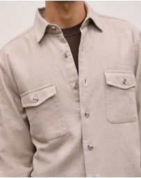 Trenery - Brushed Herringbone Overshirt in Putty