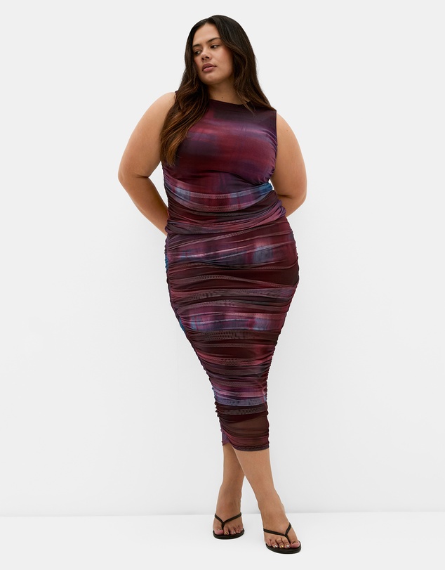 City Chic - Plus size Olivia Ruched Top - berry