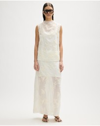 Minima Esenciales - Maelle Floral Applique Midi Skirt