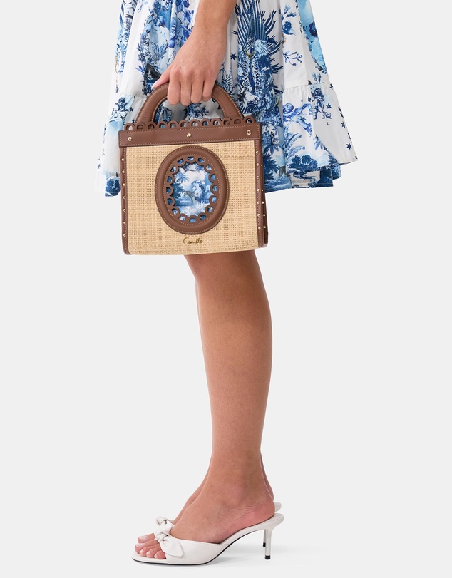 Camilla - Raffia Mini Tote With Leather Trims