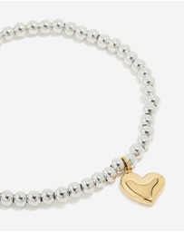 Lovisa - Waterproof Stainless Steel Heart Pendant Stretch Bracelet