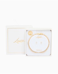 Lovisa - Gold Plated Small Cubic Zirconia Baguette Tennis Bracelet & Earrings Set