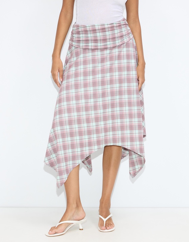 Dazie - Hamilton Hanky Hem Check Midi Skirt