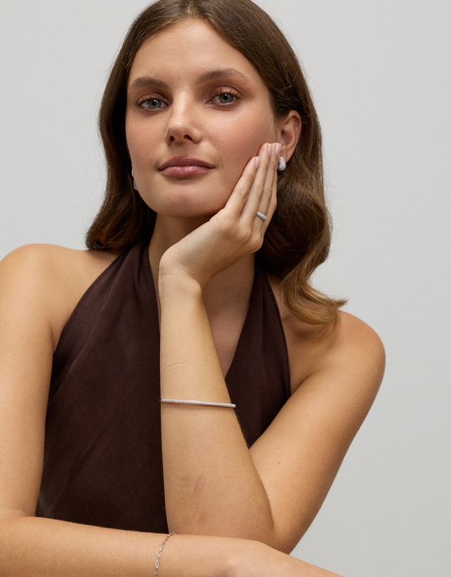 Michael Hill - Pavé Hinged Bangle in Sterling Silver - Small