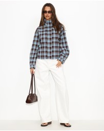 Dazie - Isla Funnel Neck Check Bomber Jacket