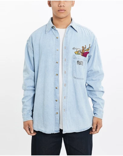 Vintage by The Real Deal - Pre Loved - Vintage Cartoon Network Cartoon Denim Button Up Shirt